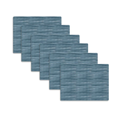 Set 6 Individuales Trama Rectangular Prisma Petróleo - Ediciones de Mesa