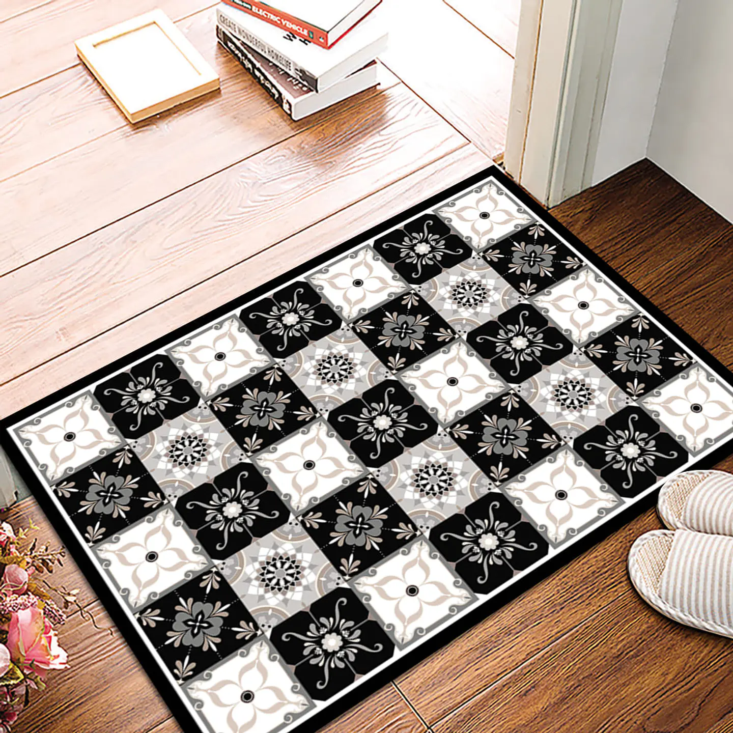Alfombra Baldosa Clasica Gris 50x352cm 3