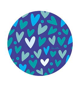 Set 6 Individual Corazones Azules Redondo 37cm