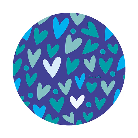 Set 6 Individual Corazones Azules Redondo 37cm