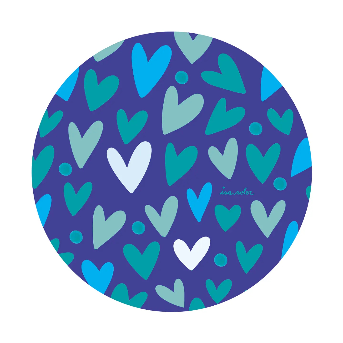 Set 6 Individual Corazones Azules Redondo 37cm 1