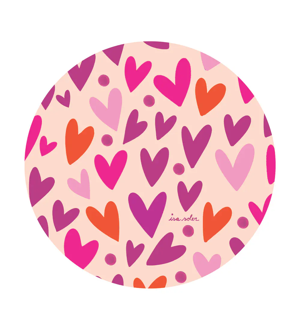 Set 6 Individuales Corazones Rosa 37cm Redondo