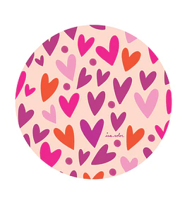 Set 6 Individuales Corazones Rosa 37cm Redondo