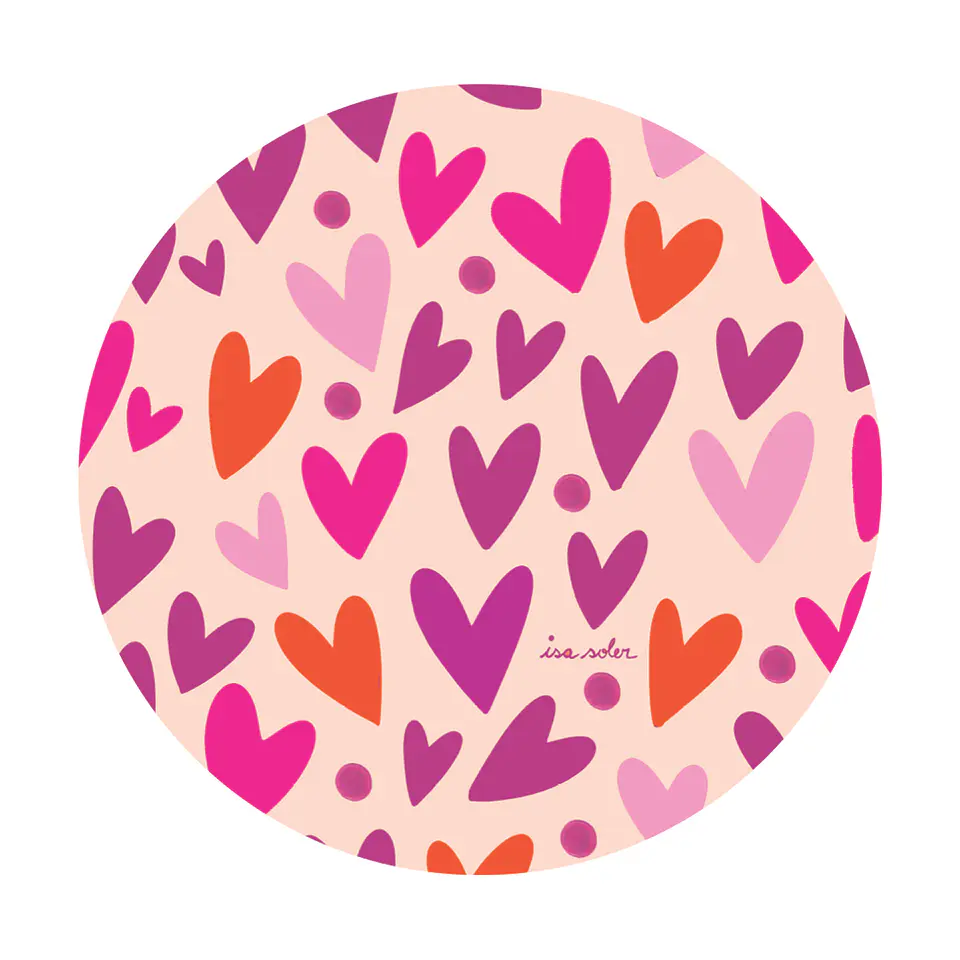 Set 6 Individuales Corazones Rosa 37cm Redondo 1