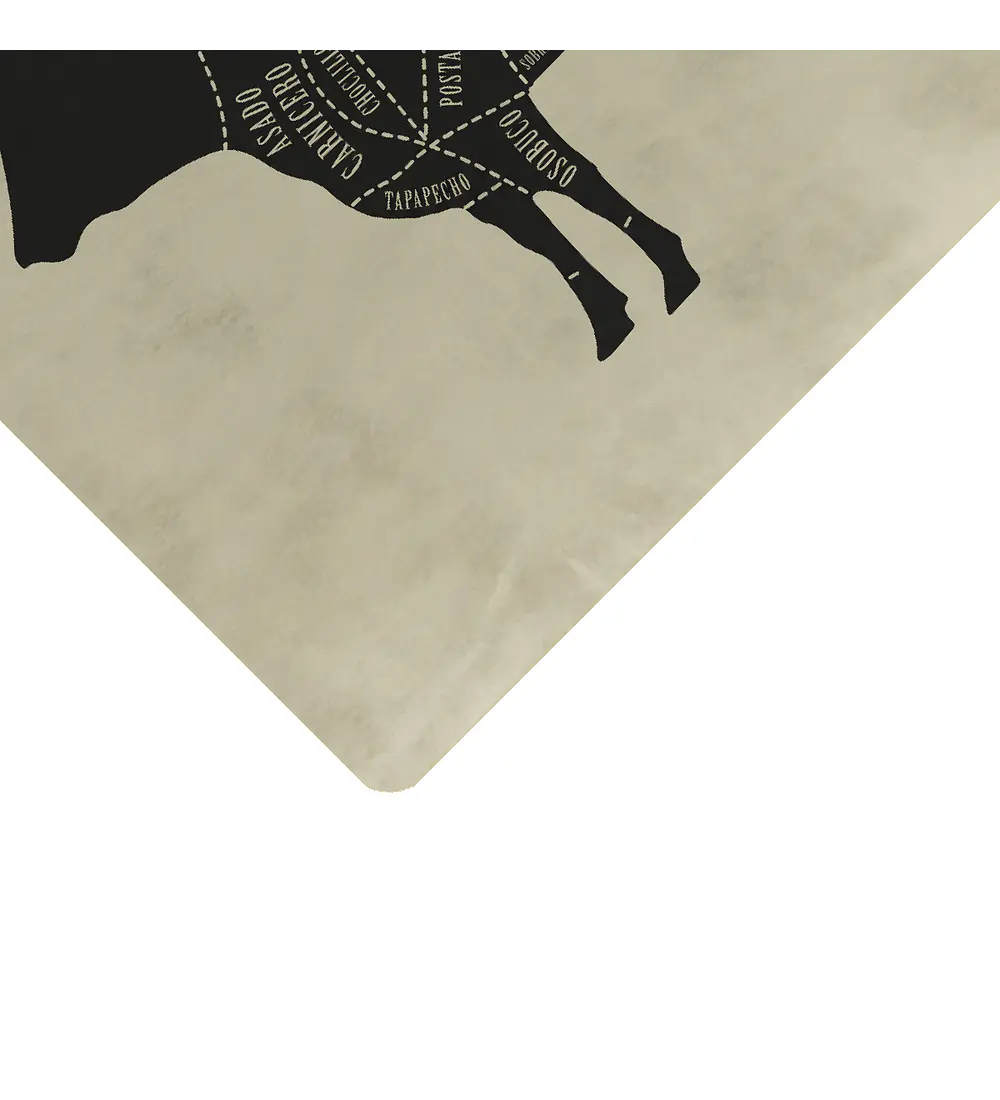 Set 4 Individuales Mapa de Cortes Vacuno Rectangular Beige