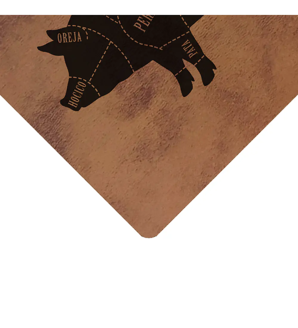 Set 4 Individuales Mapa de Cortes Cerdo Rectangular Caramel