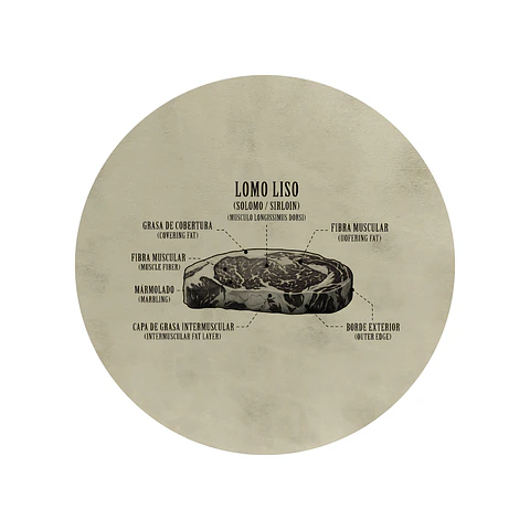 Set 6 Individuales Mapa de Cortes Lomo Liso Redondo Beige 