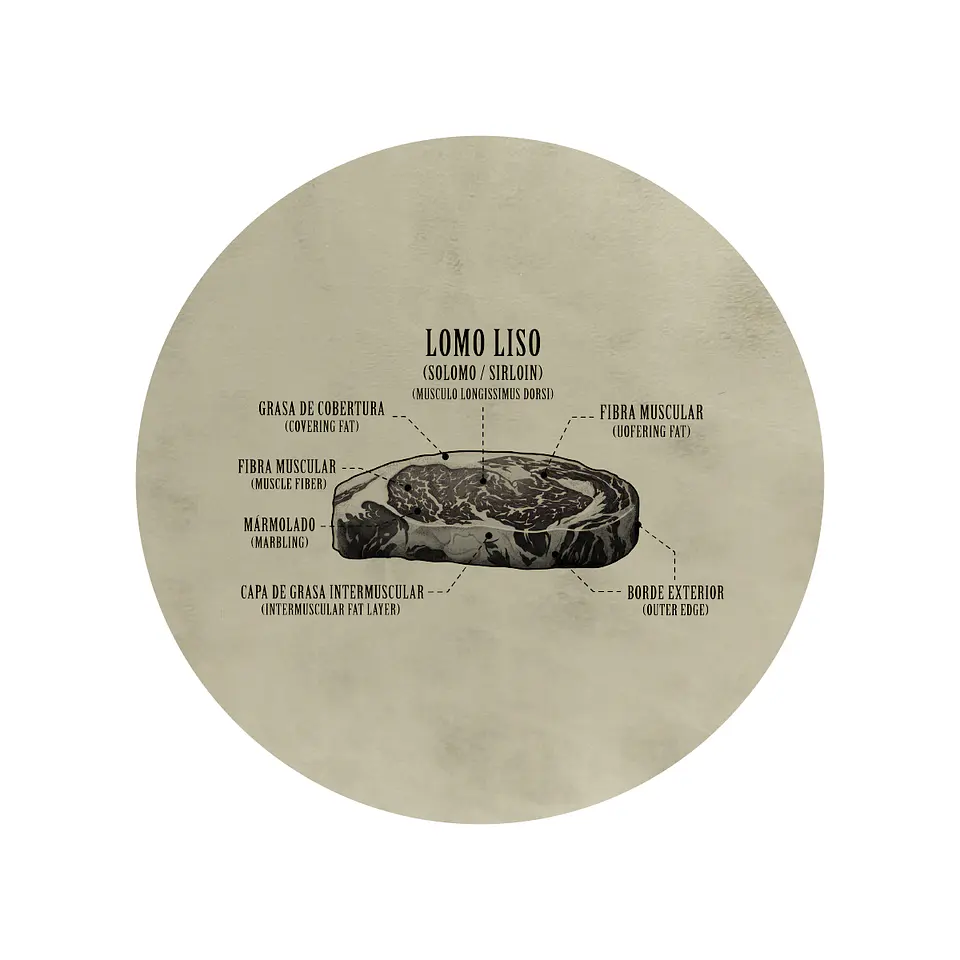 Set 6 Individuales Mapa de Cortes Lomo Liso Redondo Beige  1
