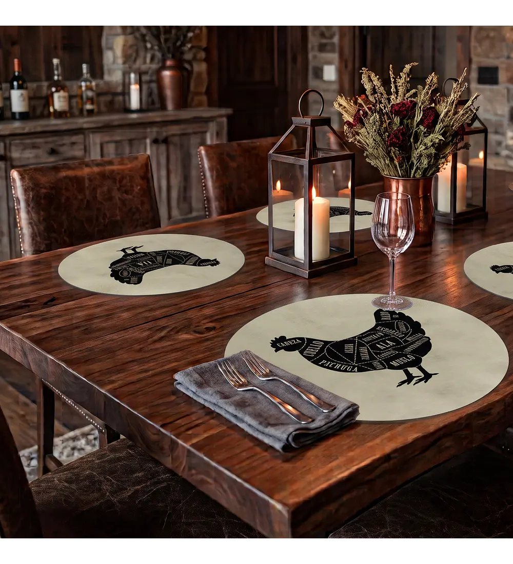 Set 6 Individuales Mapa de Cortes Ave Beige