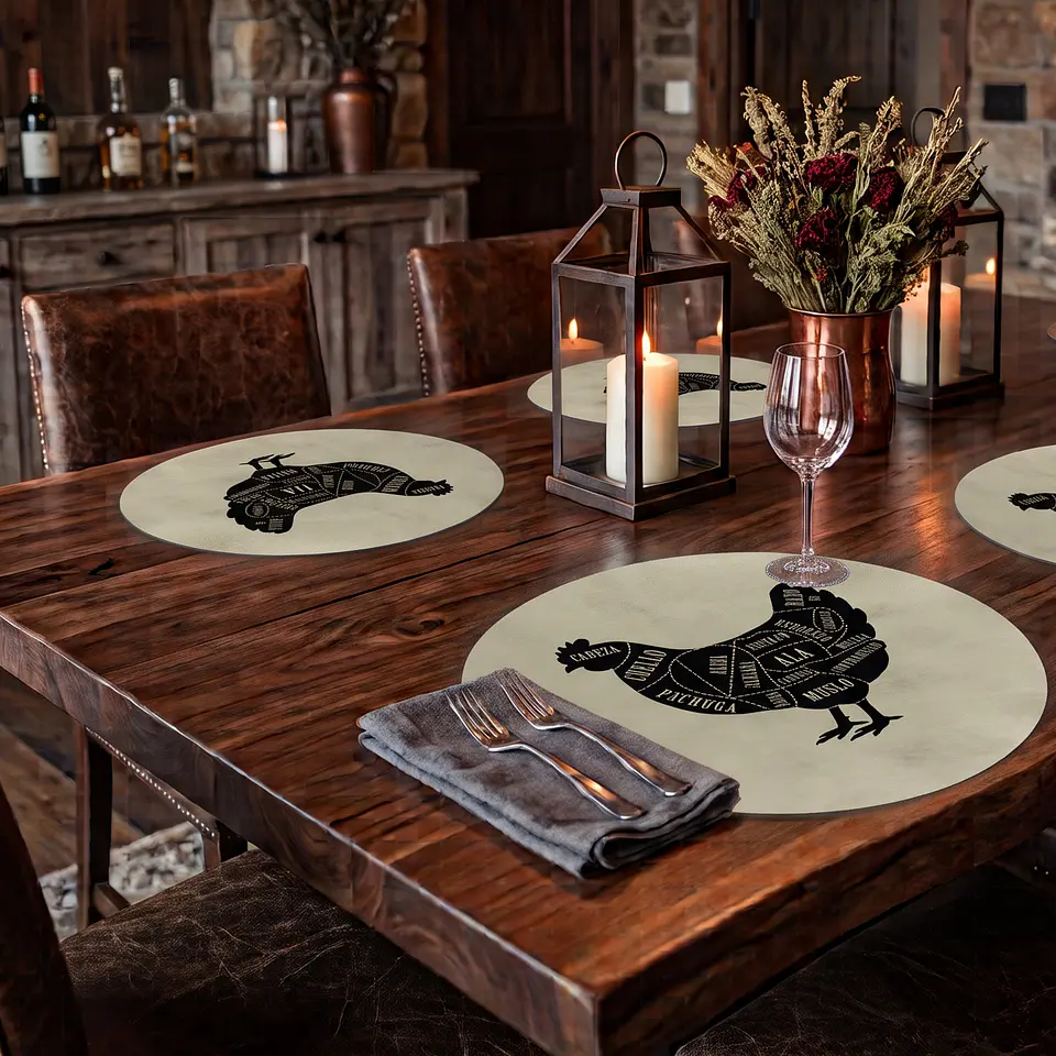 Set 6 Individuales Mapa de Cortes Ave Beige 3