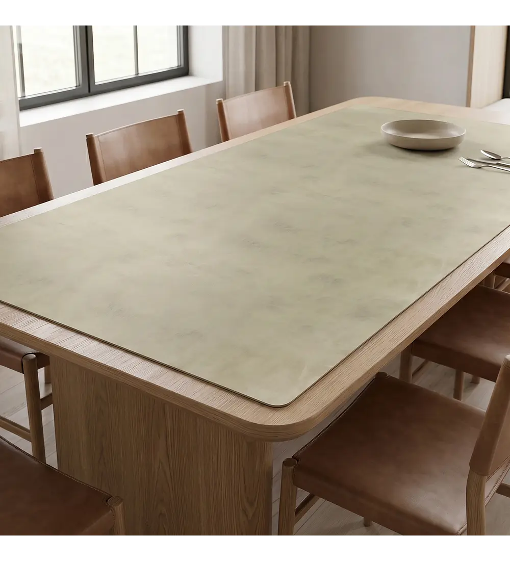 Cubre Mesa Rectangular Beige 140x180 cm — Incluye 6 Posavasos de Regalo