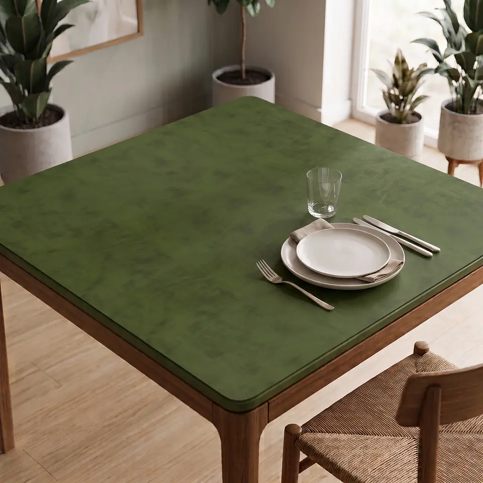 Cubre Mesa Cuadrado Verde 90x90 cm — Incluye 2 Individuales y 6 Posavasos de Regalo 1