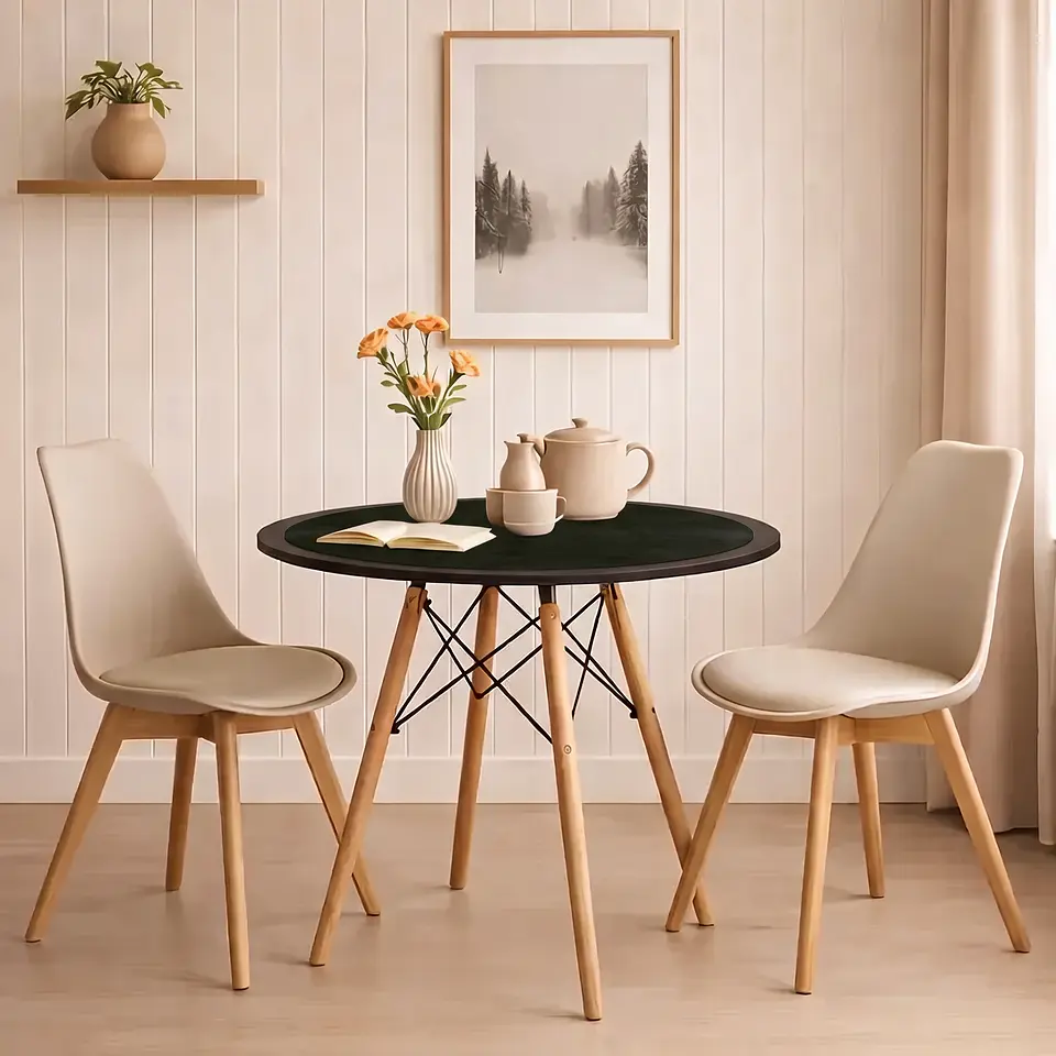 Cubre Mesa Redondo Negro 90 cm — Incluye 2 Individuales y 6 Posavasos de Regalo 1