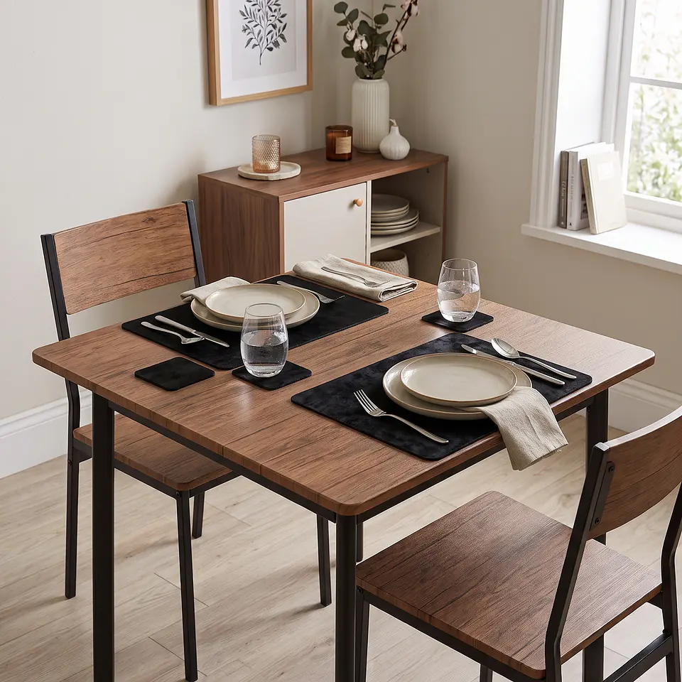 Cubre Mesa Cuadrado Negro 90x90 cm — Incluye 2 Individuales y 6 Posavasos de Regalo 2