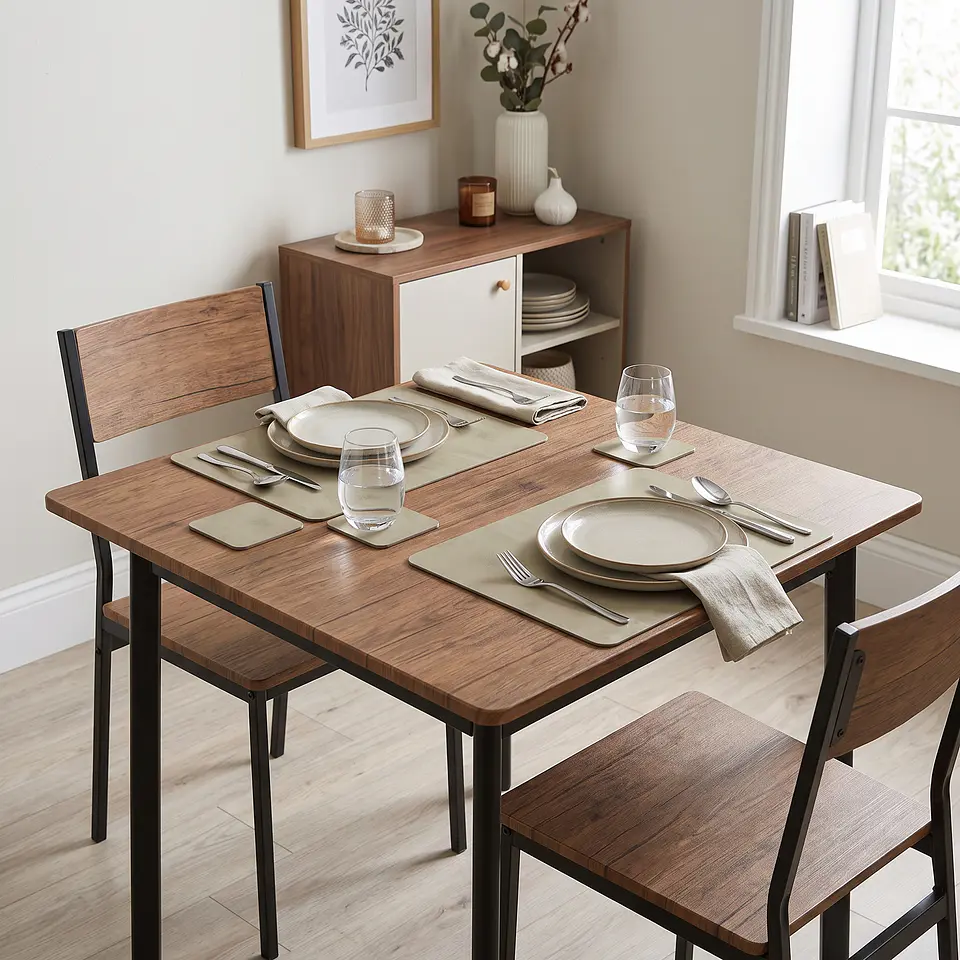 Cubre Mesa Cuadrado Beige 90x90 cm — Incluye 2 Individuales y 6 Posavasos de Regalo 2