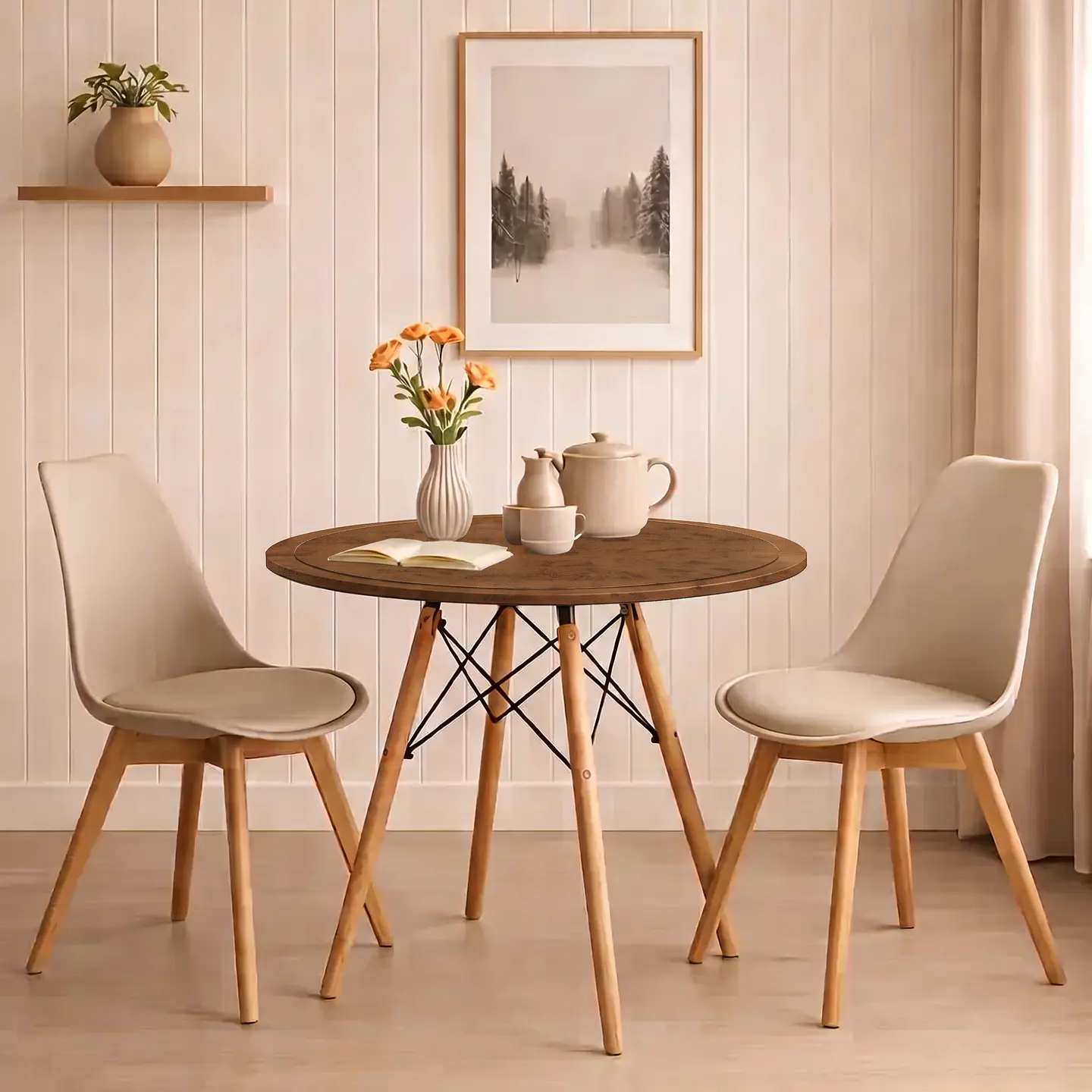 Cubre Mesa Redondo Caramelo 90 cm — Incluye 2 Individuales y 6 Posavasos de Regalo 1