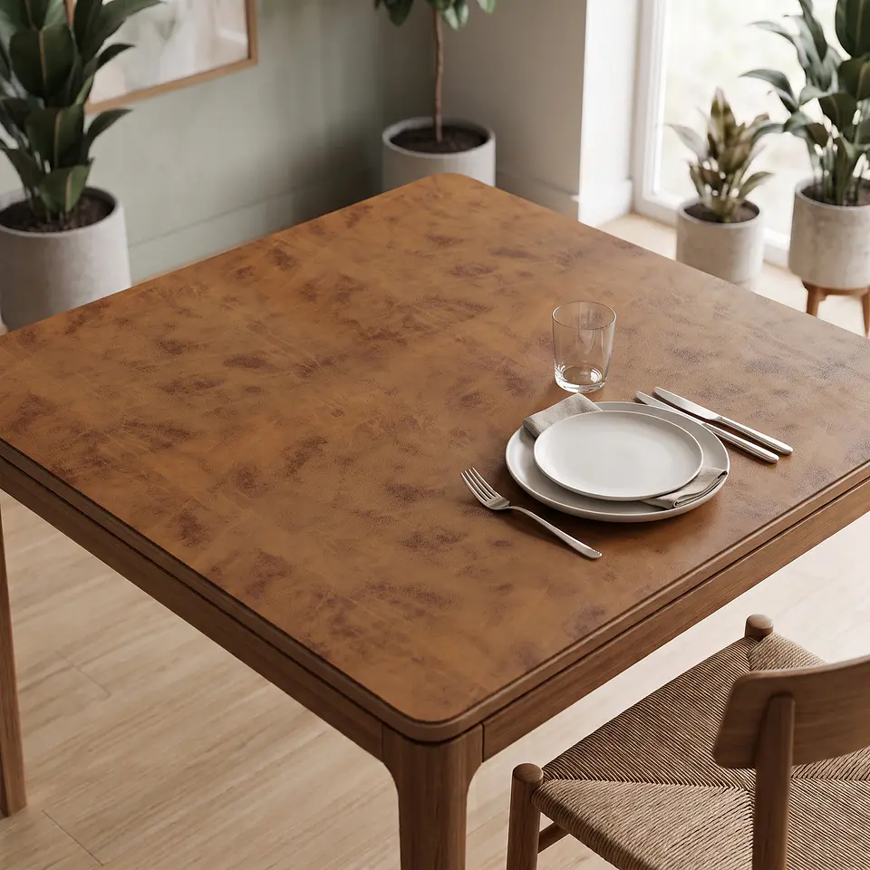 Cubre Mesa Cuadrado Caramelo 90x90 cm — Incluye 2 Individuales y 6 Posavasos de Regalo 1