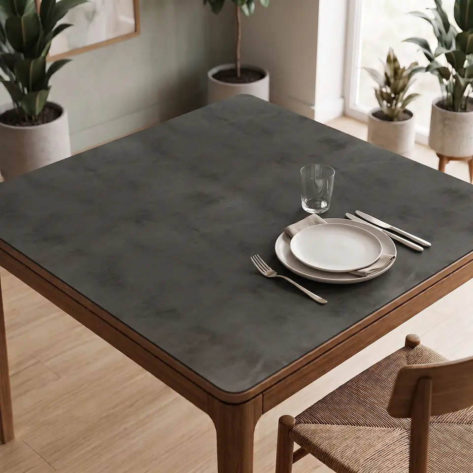Cubre Mesa Cuadrado Gris 90x90 cm — Incluye 2 Individuales y 6 Posavasos de Regalo 1