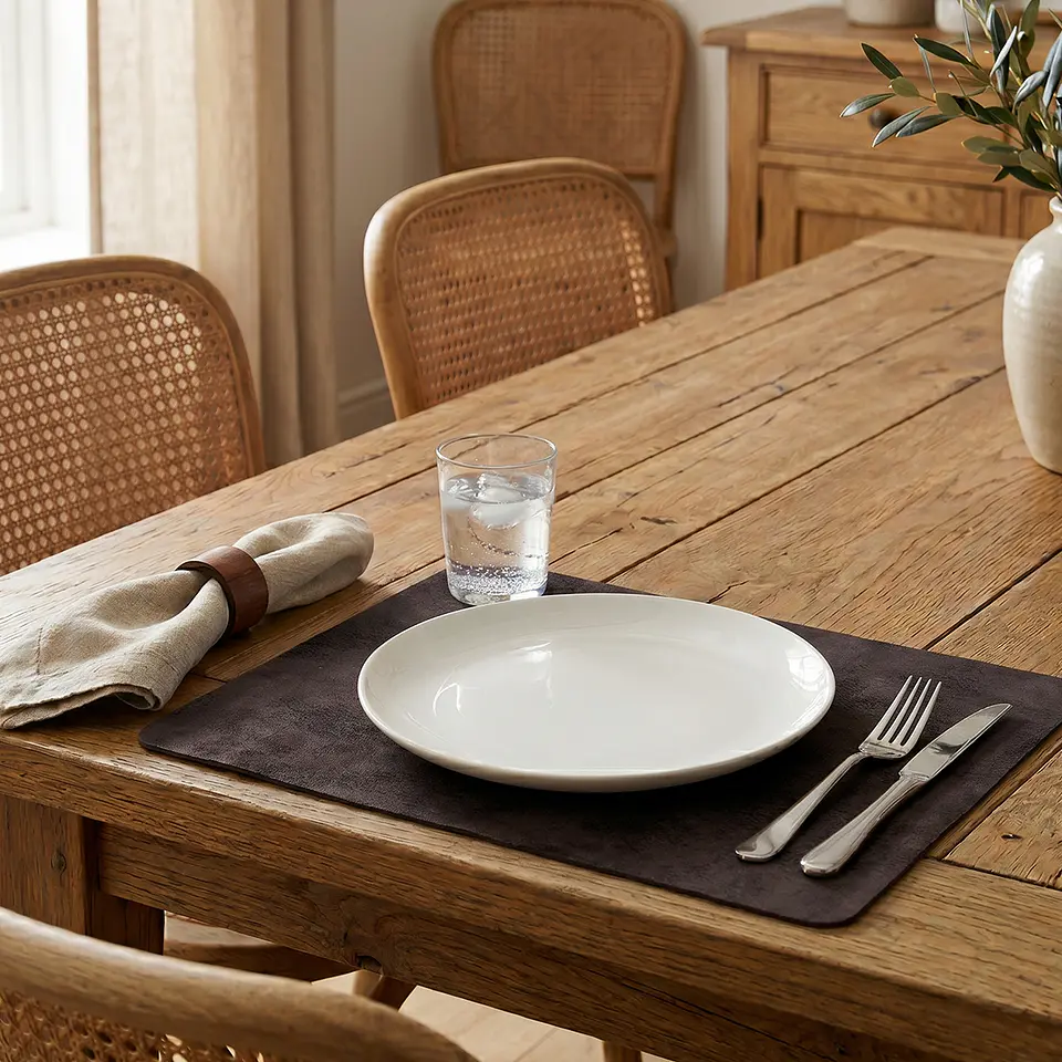 Cubre Mesa Redondo Café 90 cm — Incluye 2 Individuales y 6 Posavasos de Regalo 11