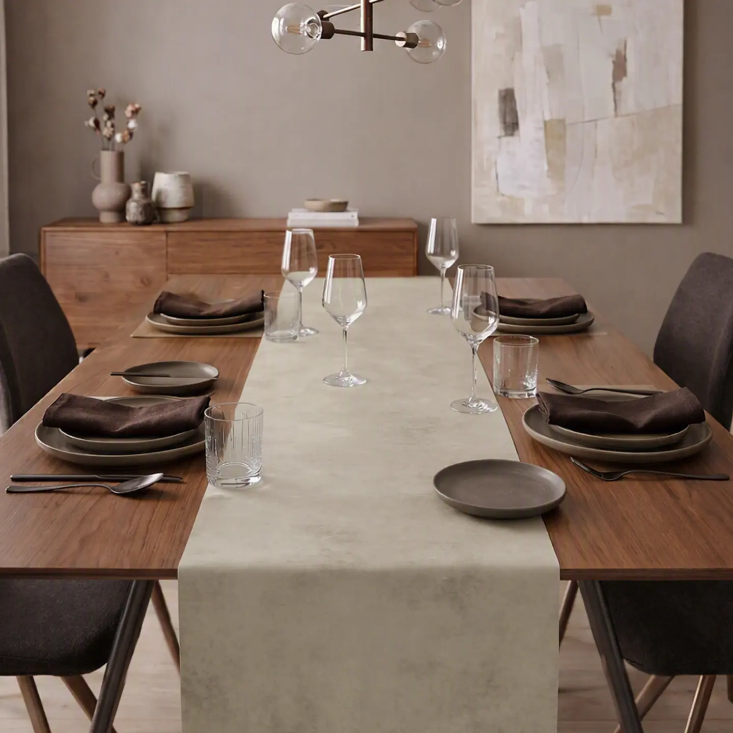 Cubre Mesa Redondo Beige 100 cm — Incluye Camino de Mesa y 6 Posavasos de Regalo 2