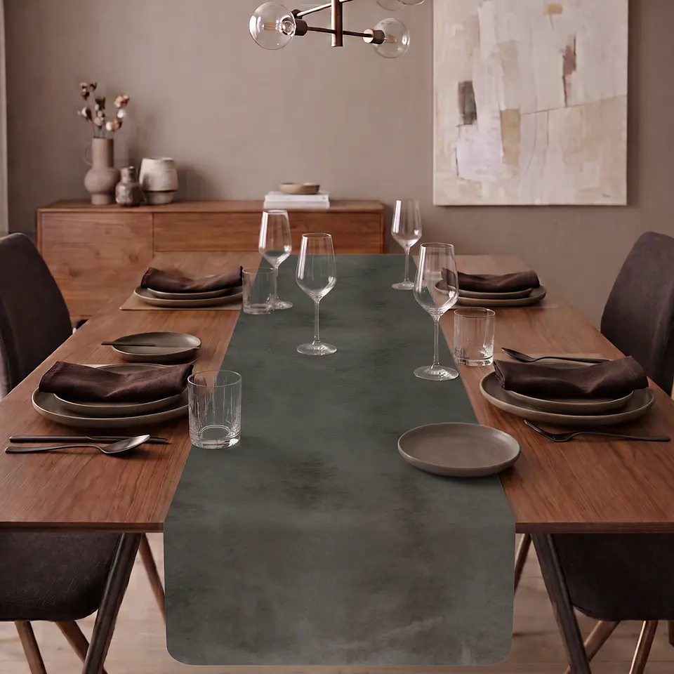 Cubre Mesa Cuadrado Gris 100x100 cm — Incluye Camino de Mesa y 6 Posavasos de Regalo 2