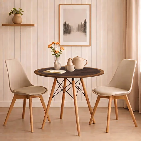 Cubre Mesa Redondo Café 100 cm — Incluye Camino de Mesa y 6 Posavasos de Regalo