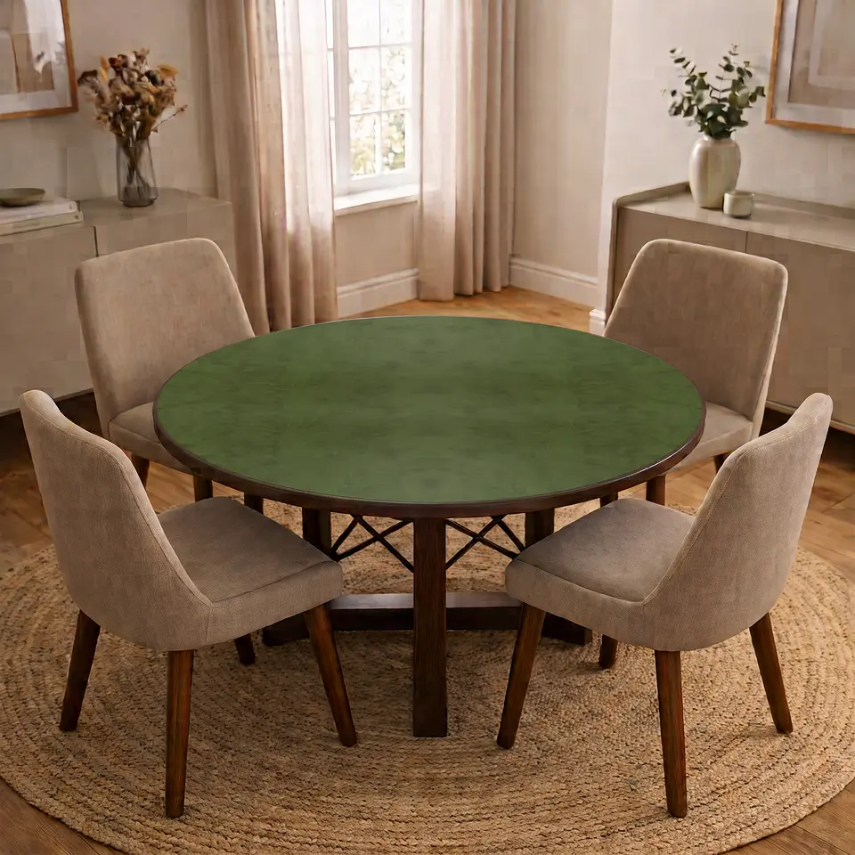 Cubre Mesa Redondo Verde 120 cm — Incluye 6 Posavasos de Regalo 1