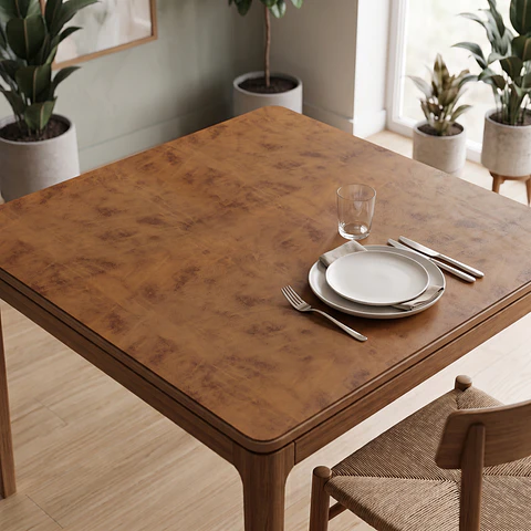 Cubre Mesa Cuadrado Caramelo 120x120 cm — Incluye 6 Posavasos de Regalo