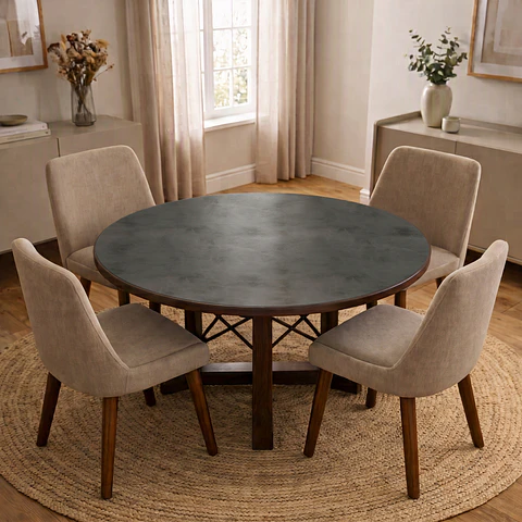 Cubre Mesa Redondo Gris 120 cm — Incluye 6 Posavasos de Regalo