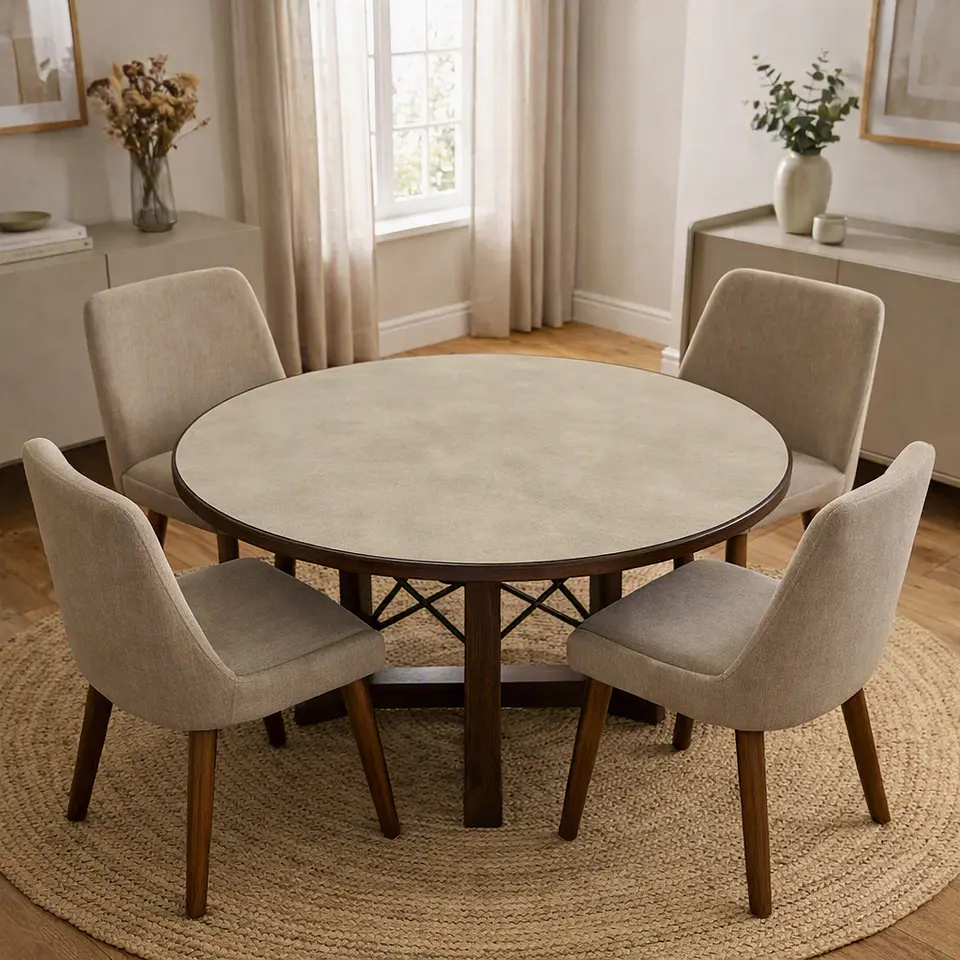 Cubre Mesa Redondo Beige 140 cm — Incluye 6 Posavasos de Regalo 1