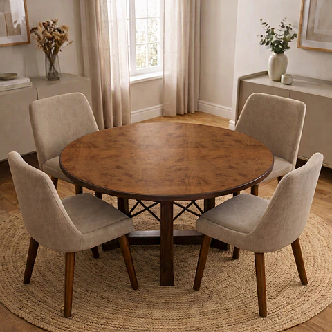 Cubre Mesa Redondo Caramelo 140 cm — Incluye 6 Posavasos de Regalo