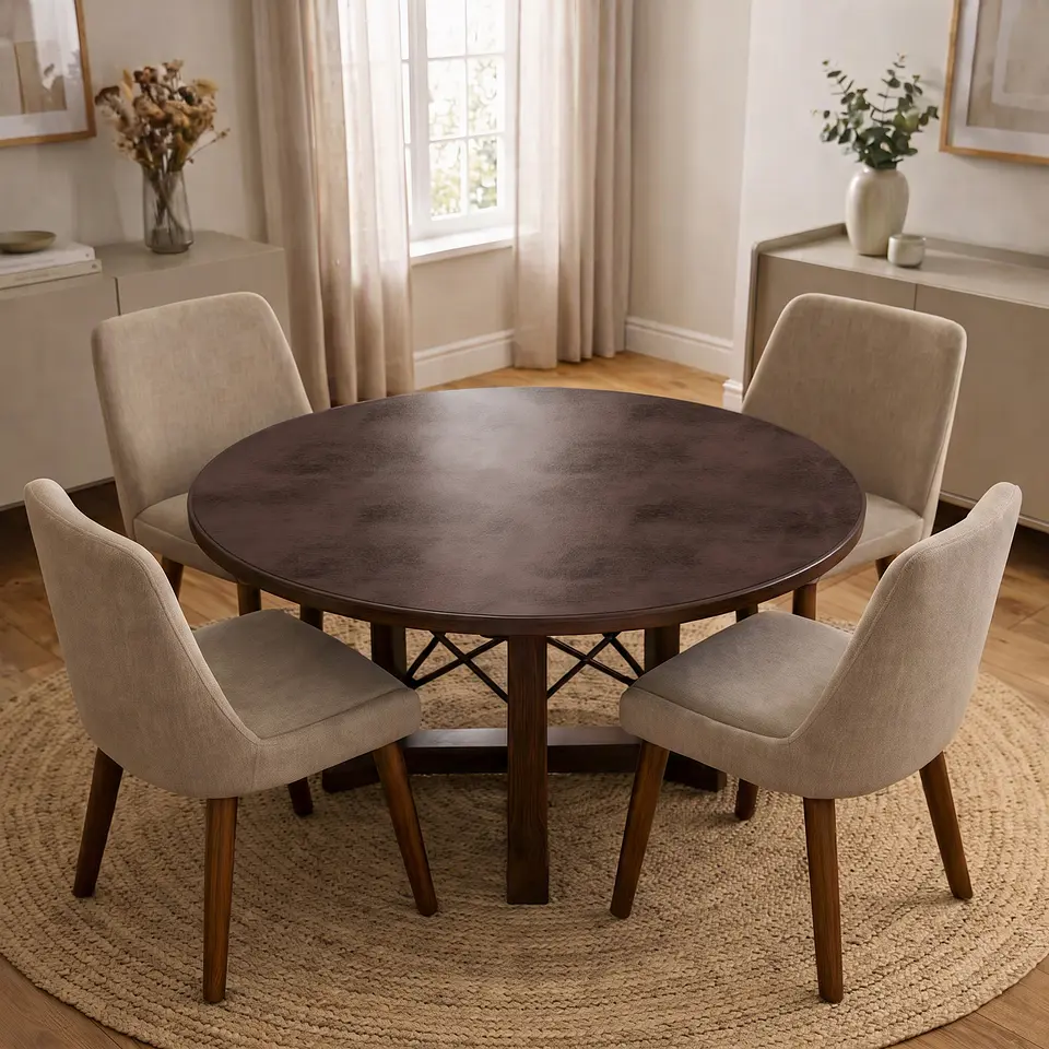 Cubre Mesa Redondo Café 140 cm — Incluye 6 Posavasos de Regalo 1