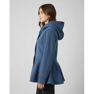 Abrigo Polar Peplum Con Gorro Y Botones Coração Verde