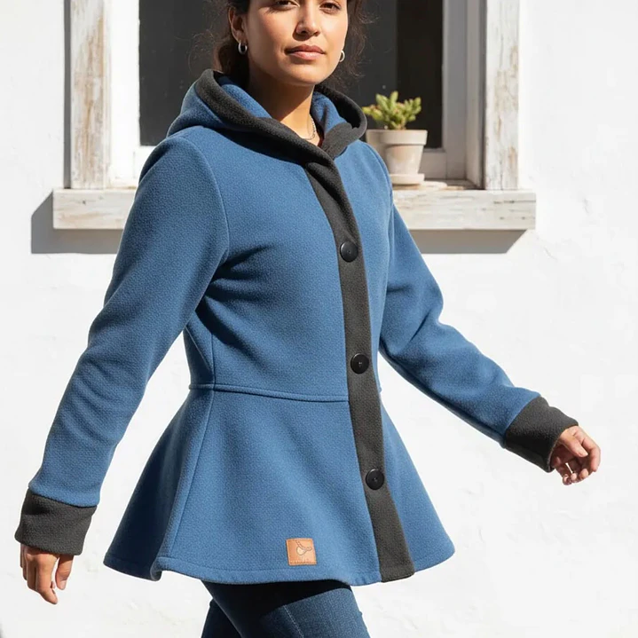 Abrigo Polar Peplum Con Gorro Y Botones Coração Multicolor 1