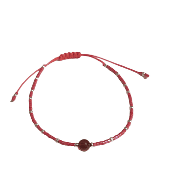 Pulsera Delicas Roja Tornasol/ baño de plata