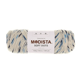 Soft Dots Crudo / Modista / Motas Azules 