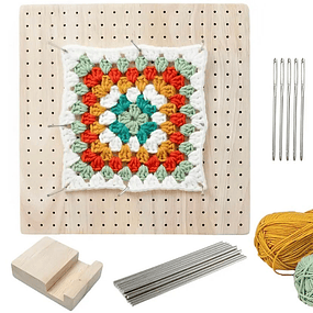 Kit de Tejido Crochet + Bloqueador de Granny Square