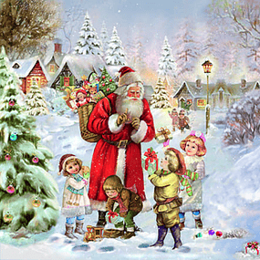 Servilleta decoupage santa y ayudantes 