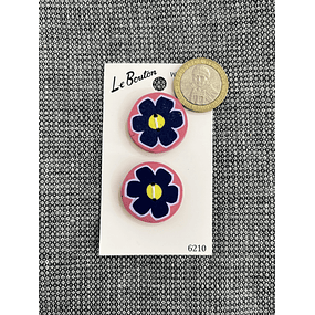 Botones Vintage Arcilla Flor Rosada 2,5cms