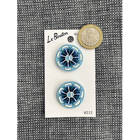 Botones Vintage Arcilla Flor Turquesa 2,5cms