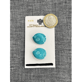 Botones Vintage Pez turquesa 2x2.3cms
