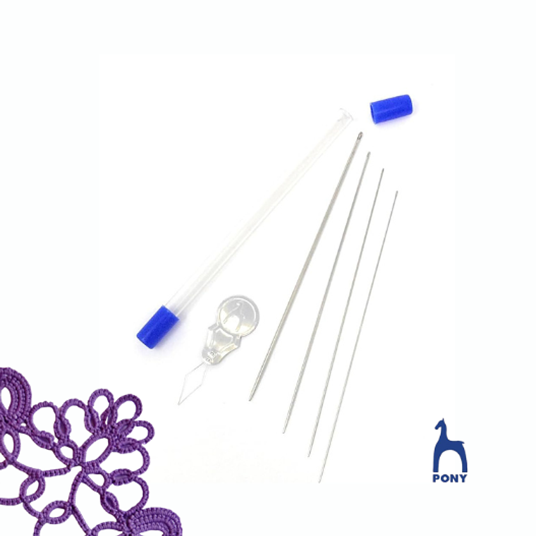 Set 4 Agujas Frivolité PONY 125mm con Enhebrador 2