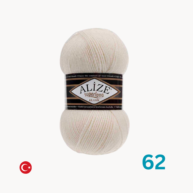 Lana Alize Superlana Klasik 100g - 25% Lana y 75% Acrílico 7
