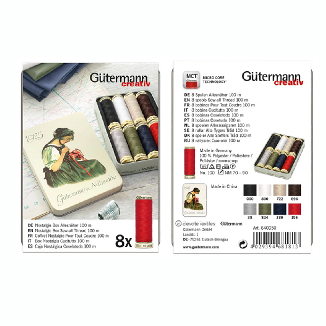 Caja de Hilos Gütermann 1925 Nostalgia - Set de 8 Carretes de 100m 2