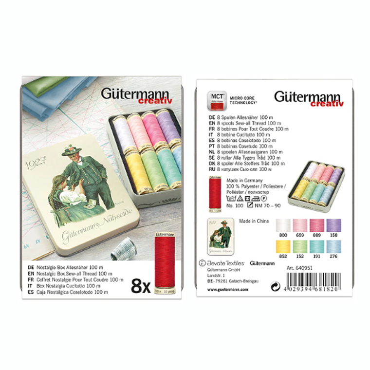 Caja de Hilos Gütermann 1927 Nostalgia - Set de 8 Carretes de 100m 2