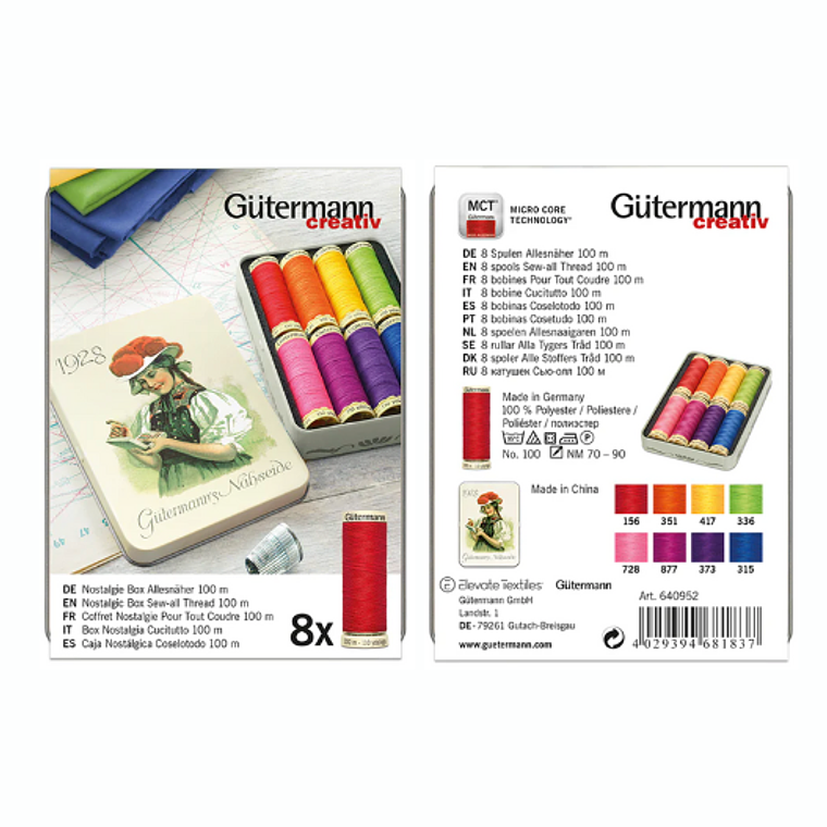 Caja de Hilos Gütermann 1928 Nostalgia - Set de 8 Carretes de 100m 2