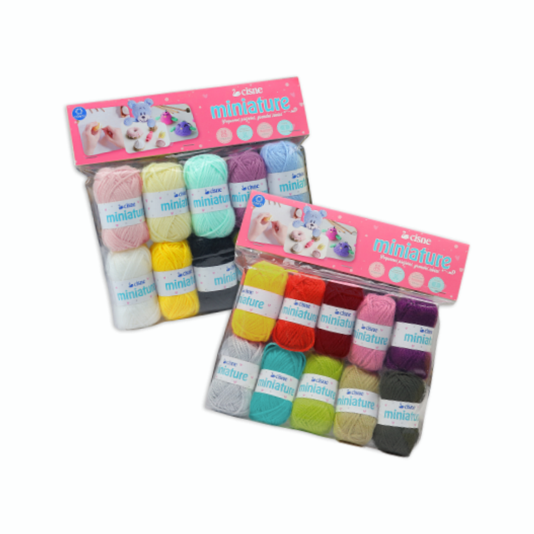 Kit miniature de Cisne: set de 10 ovillitos en colores surtidos 1
