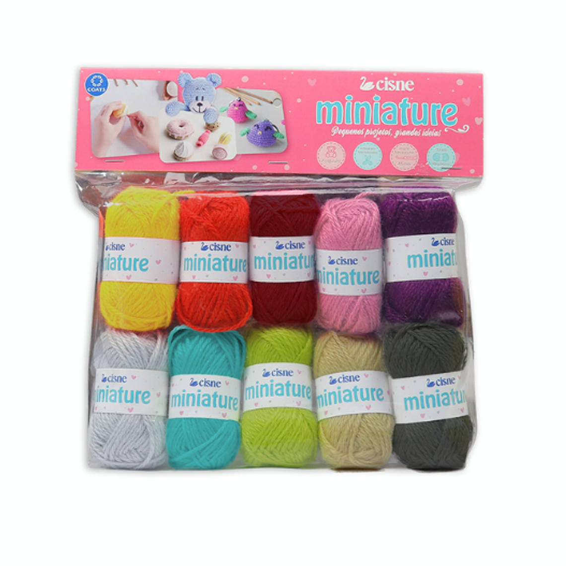 Kit miniature de Cisne: set de 10 ovillitos en colores surtidos 2
