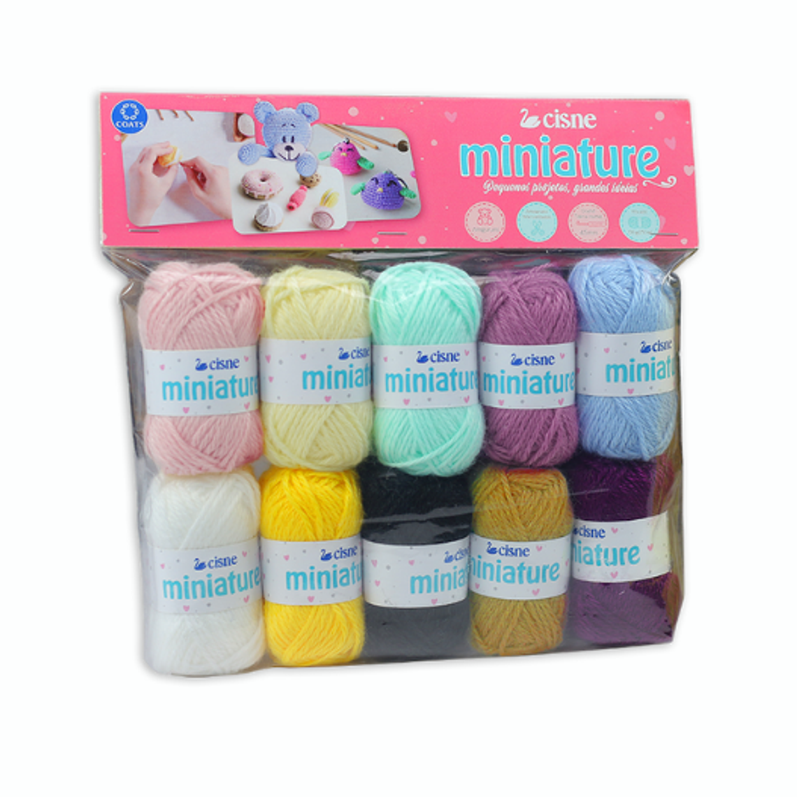 Kit miniature de Cisne: set de 10 ovillitos en colores surtidos 3