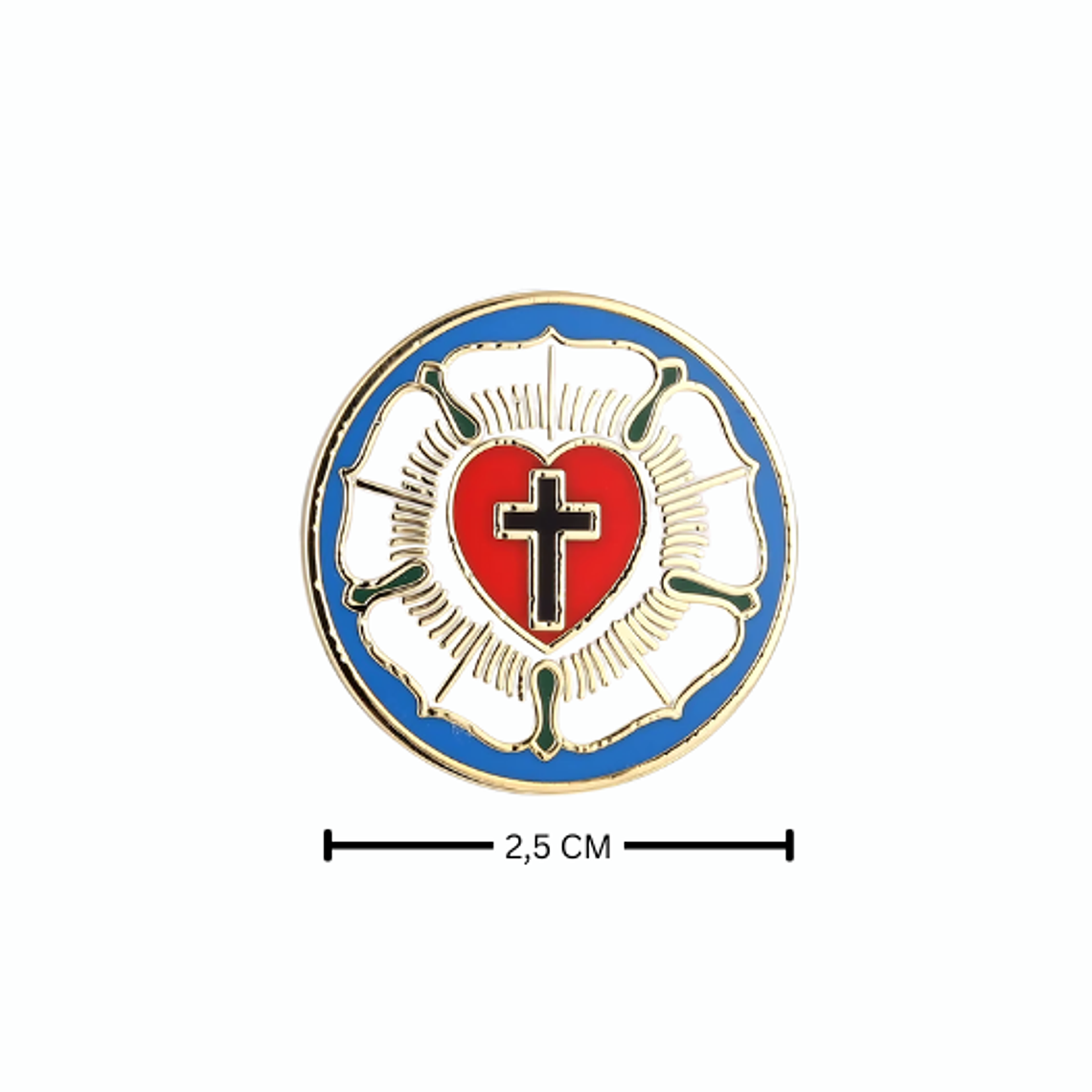 Pin metálico de la confesión luterana, Rosa de Lutero 1